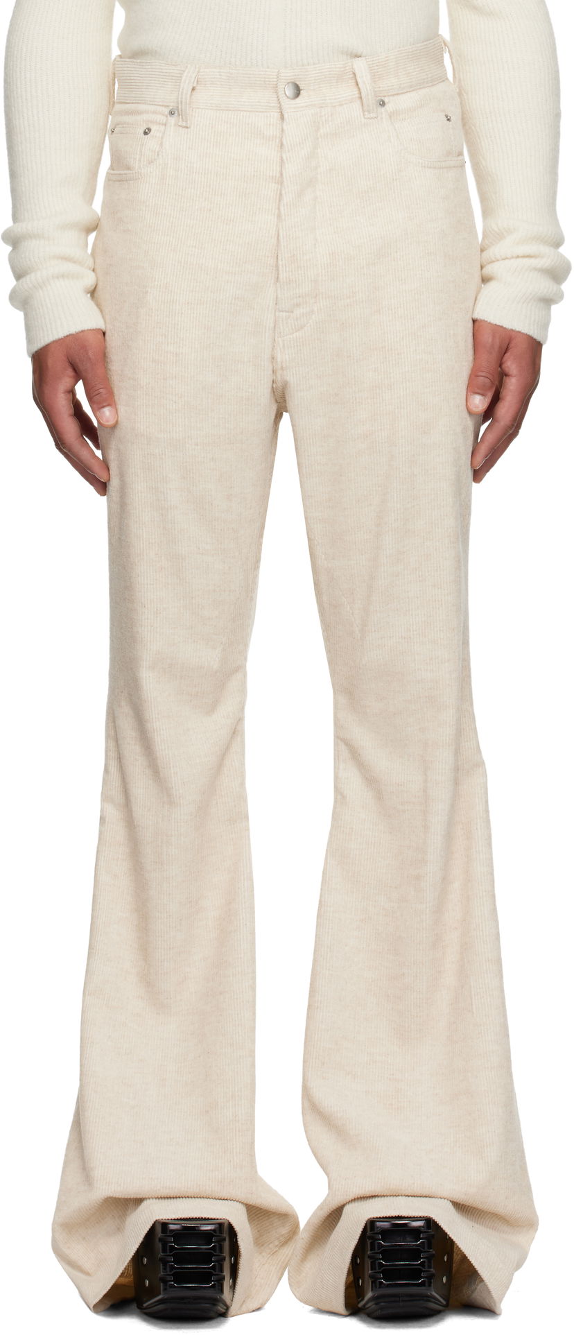 Housut Rick Owens Concordians Geth Corduroy Flared Trousers Beige | RU02E1333 MLC