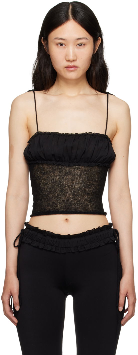 Tankkitoppi GUIZIO Guizio Ruched Tank Top Musta | H23624S025