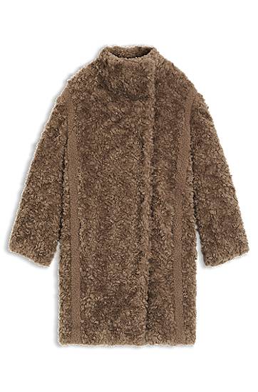 Takit BOSS Shaggy faux-fur stand-collar coat with concealed closure Ruskea | 50548340