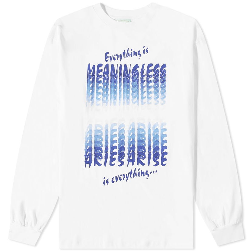 T-paita Aries Aries Long Sleeve Everything Is Meaningless T-Shirt Valkoinen | FTAR60021-WHT
