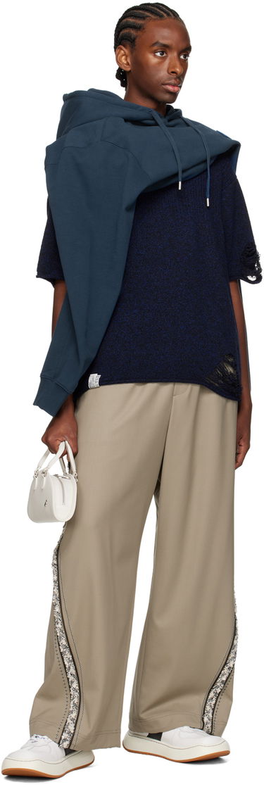 Jersey ADER ERROR Distressed Knit T-Shirt Tummansininen | BN01SSKT0501BK, 3