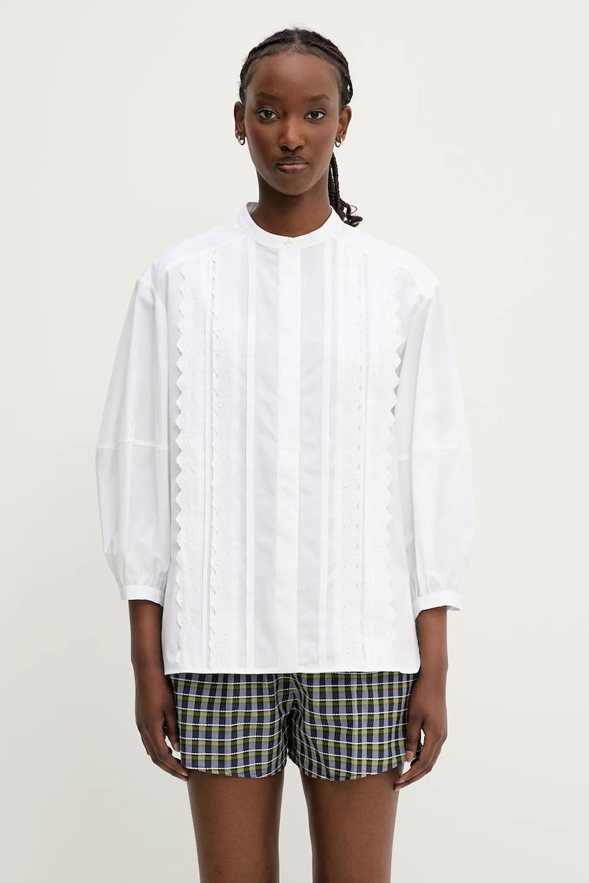 Paita MAISON KITSUNÉ Maison Kitsuné Crafted Embroidery Shirt Valkoinen | OW00428WC5010