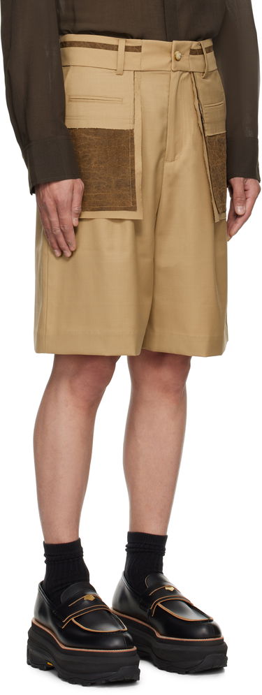Shortsit Feng Chen Wang Feng Chen Wang Deconstructed Patchwork Shorts Beige | FUS19ST02K, 1