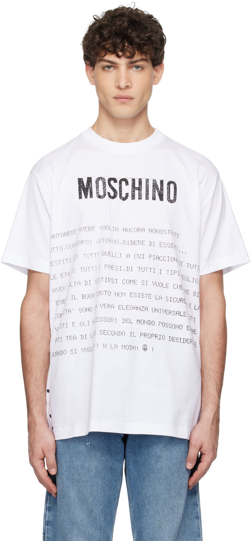 T-paita Moschino Moschino Message Print T-Shirt Valkoinen | 251ZZA071702411001