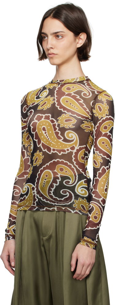 T-paita JW Anderson JW Anderson Paisley Mesh Long Sleeve T-Shirt Ruskea | JO0138-PG1788, 3