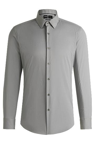 Paita BOSS Men's Slim Fit Performance-Stretch Shirt Harmaa | 50539403