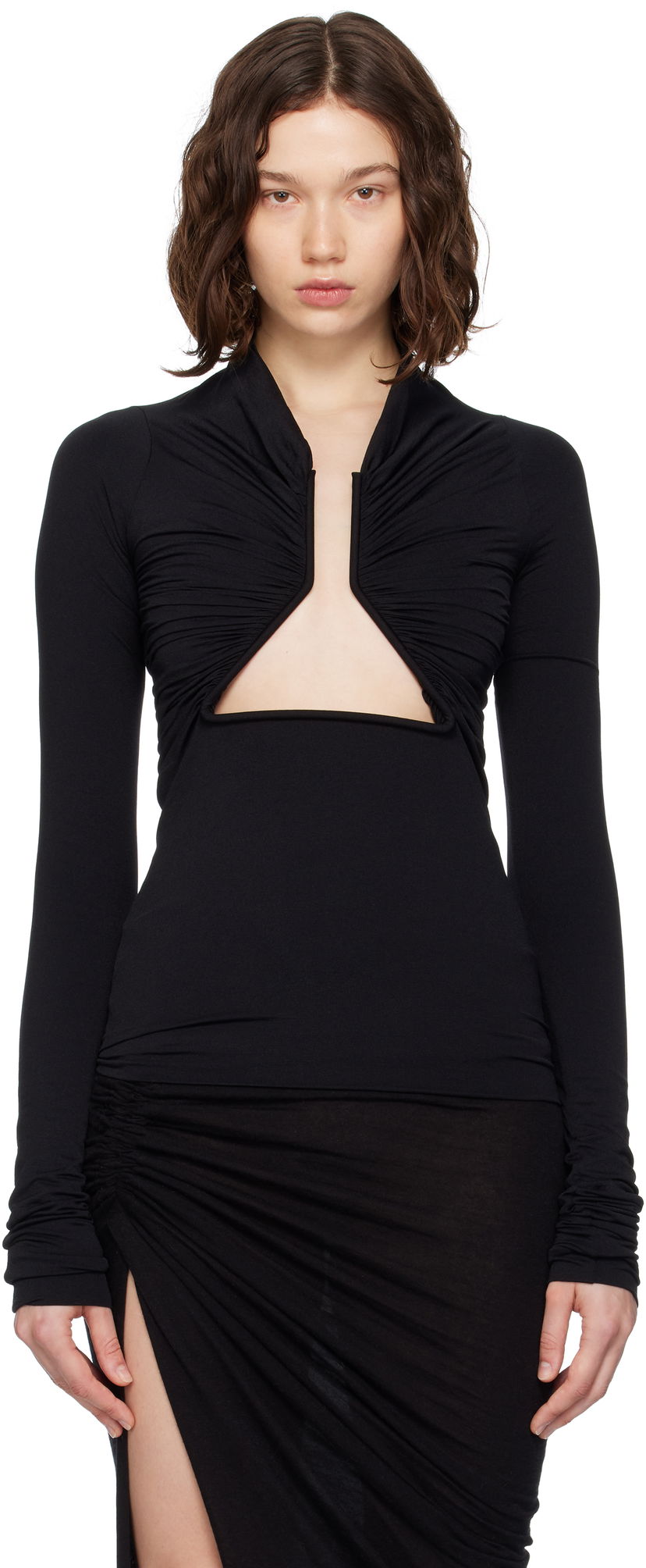 Mekko Rick Owens Rick Owens Concordians Double Allanah Prong Top Musta | RP02E4222 JNDB