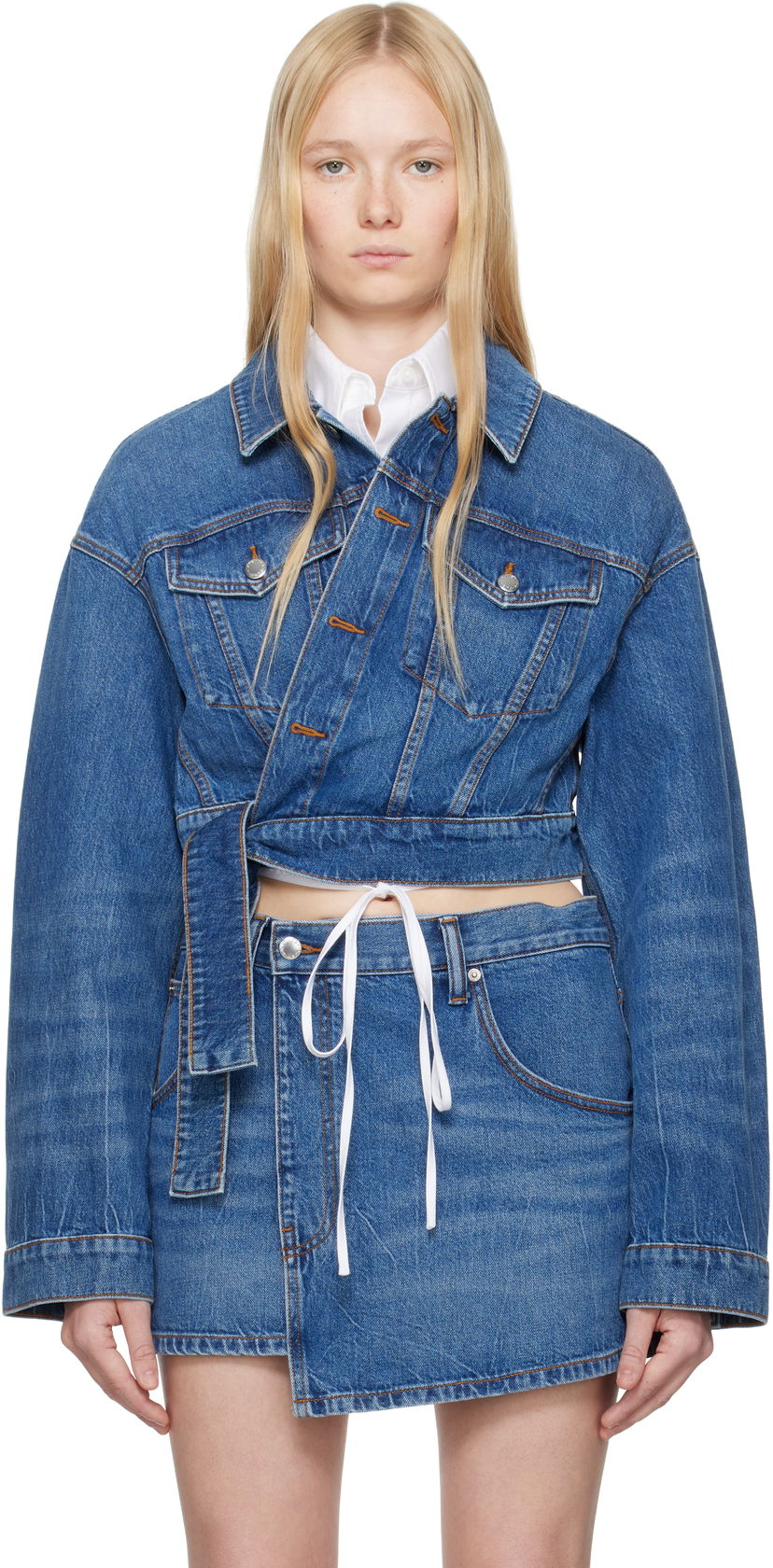 Takki Alexander Wang Alexander Wang Regen Cotton Wrapped Denim Jacket Sininen | 4DC2252676