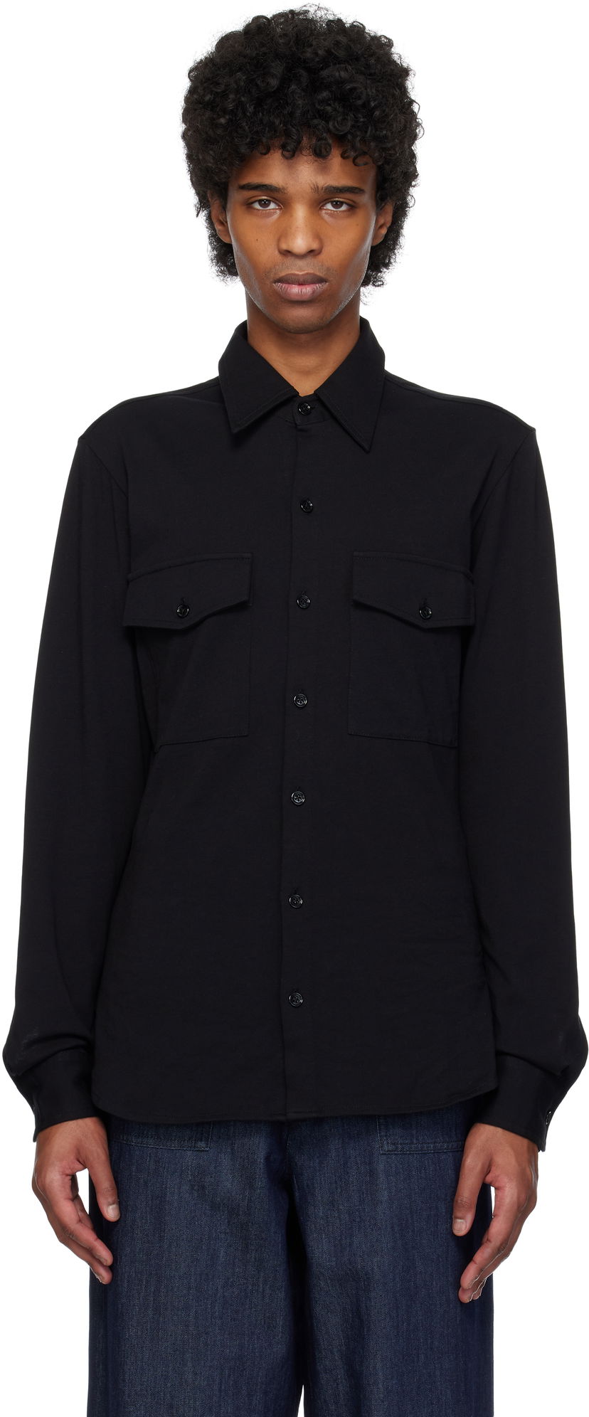 Paita Dries Van Noten Dries Van Noten Jersey Shirt Musta | 251-021118-1603