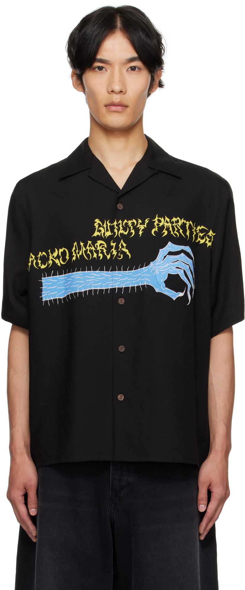 Paita WACKO MARIA WACKO MARIA x NECKFACE Short Sleeve Shirt Musta | NECKFACE-WM-HI20