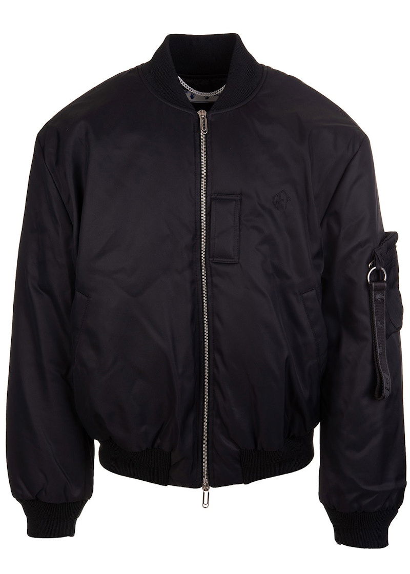 Bomber-takki Off-White Embroidered Off Logo Bomber Jacket Musta | OMEH038F21FAB0011000