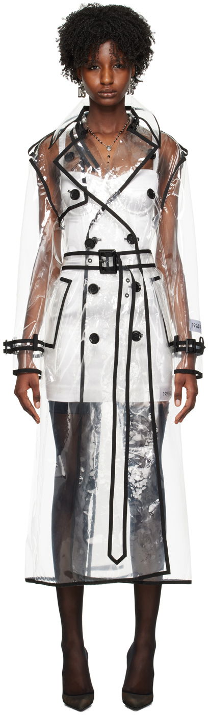 Trenssitakki Dolce & Gabbana Transparent Kim Kardashian Edition Double-Breasted Trench Coat Valkoinen | F0C2QT FUSKE