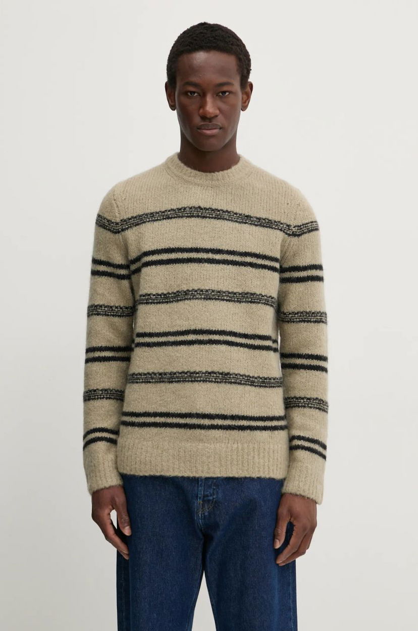 Villapaita Samsoe Samsoe Samsoe Samsoe SAARIN Striped Wool Sweater Beige | M24300098