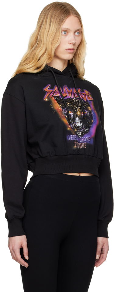 Huppari Versace Versace Jeans Couture Savage Print Cropped Hoodie Musta | E78HAIC04_ECF00C, 1