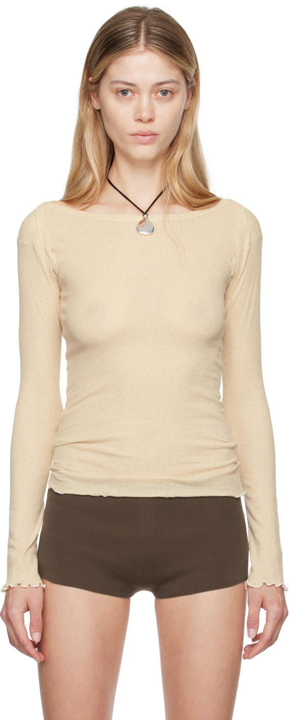 T-paita Baserange Beige Disc Long Sleeve T-Shirt Beige | TODL-CH-AU24