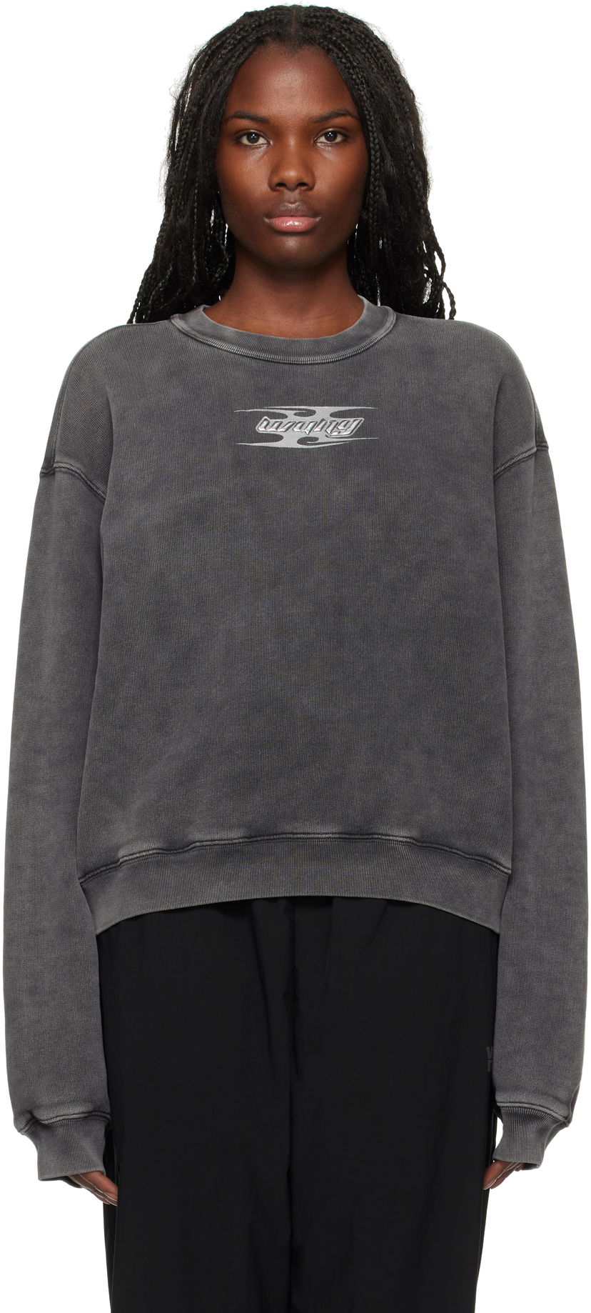Huppari Alexander Wang Embossed Logo Sweatshirt Harmaa | 4CC4241513