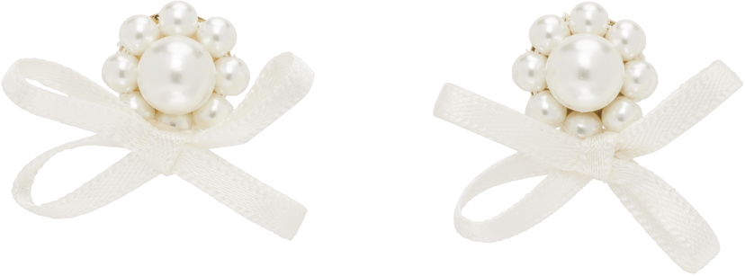 Korvakorut Simone Rocha Simone Rocha Petite Bow Daisy Stud Earrings Valkoinen | ERG552 0904