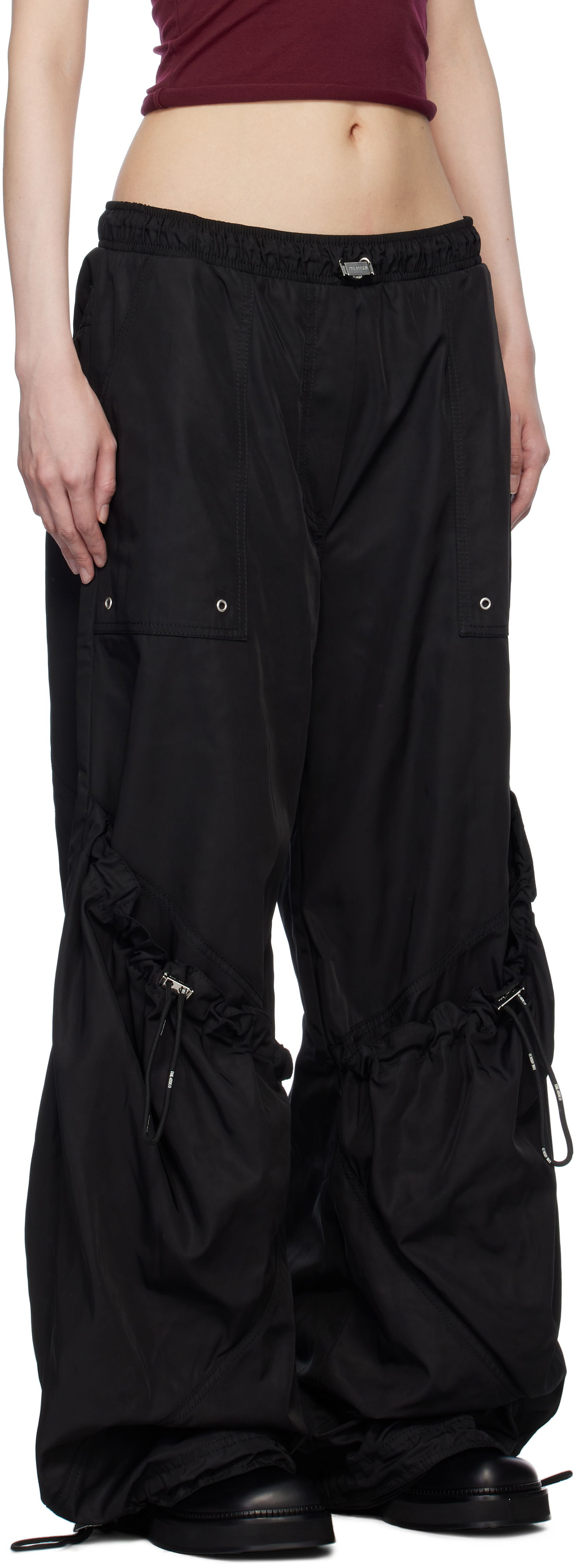 Cargo housut The Attico Attico Parachute Cargo Drawstring Trousers Musta | 250WCP00255 PLL001AA, 1