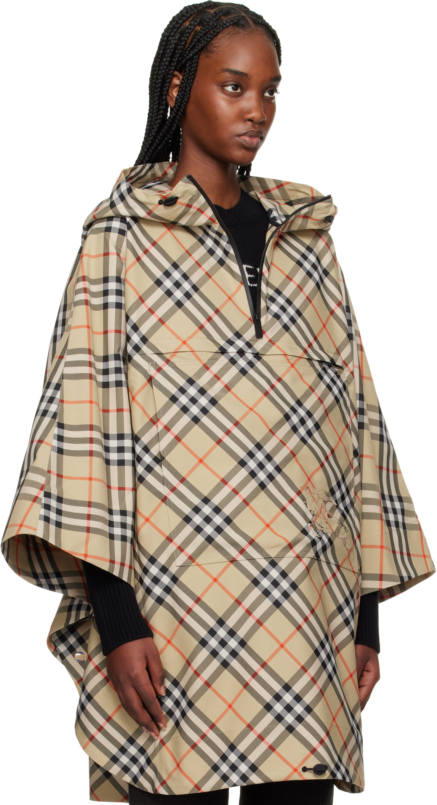 Sadetakki Burberry Burberry Packaway Check Twill Cape Jacket Beige | 8105325, 1