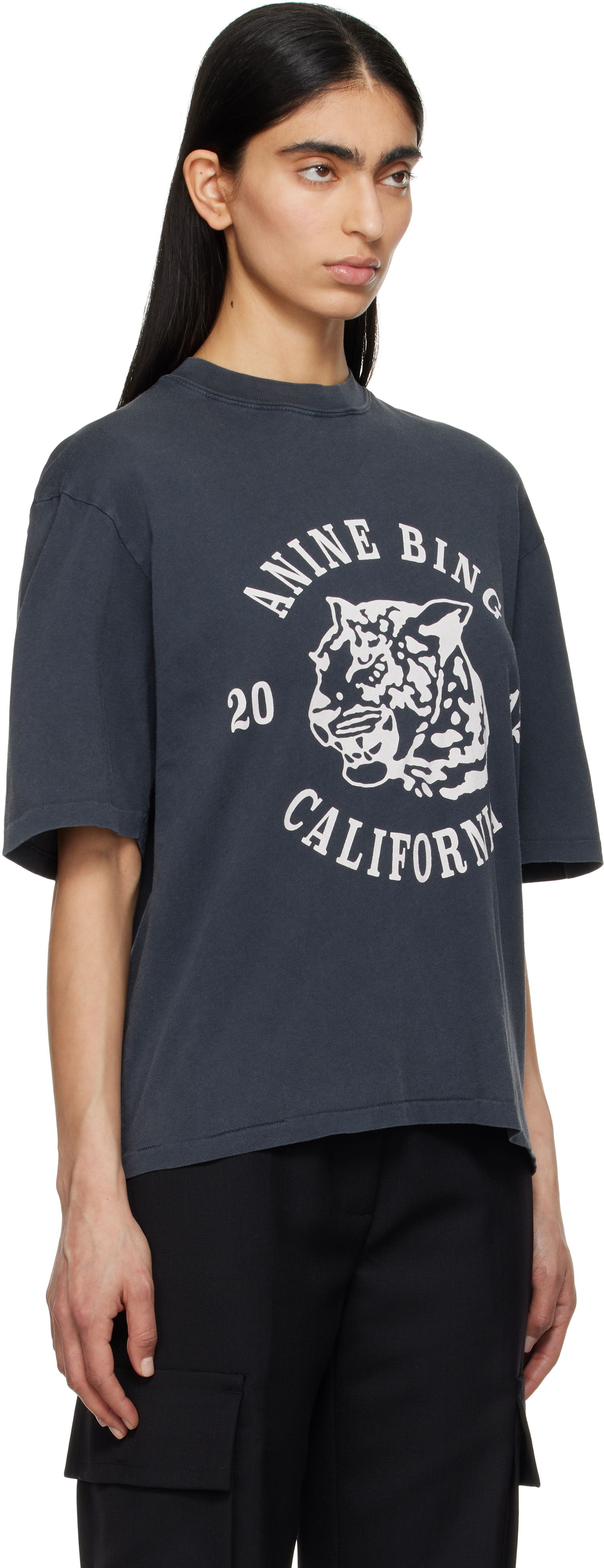 Crop top Anine Bing Anine Bing Avi Collegiate Leopard T-Shirt Harmaa | A-08-10922-BLK5, 1
