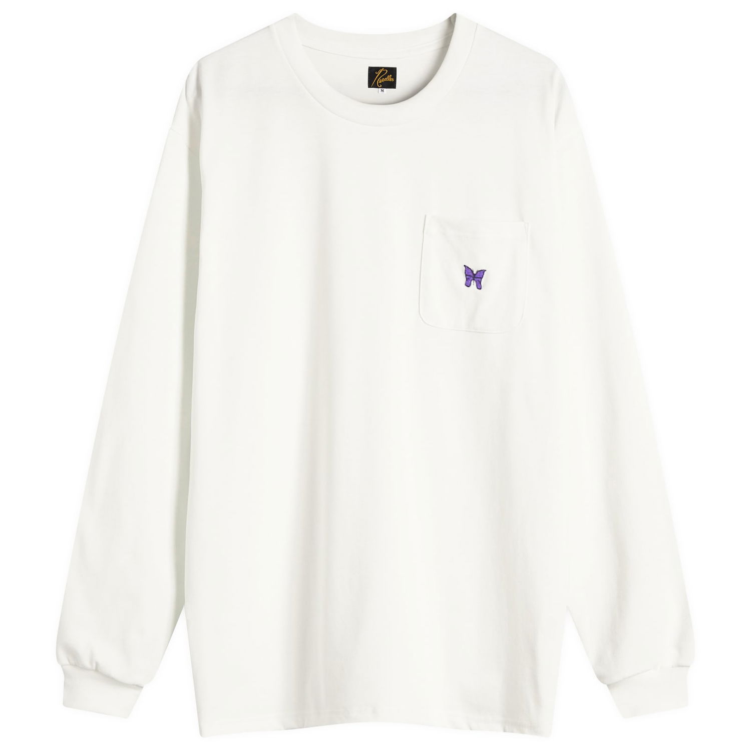 T-paita Needles Needles Papillion Pocket Tee, Size Large Valkoinen | QV361-A, 1
