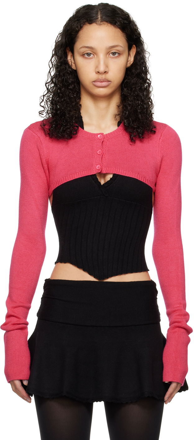 Villapaita GUIZIO Guizio Micro Cropped Cardigan Vaaleanpunainen | R24610S003