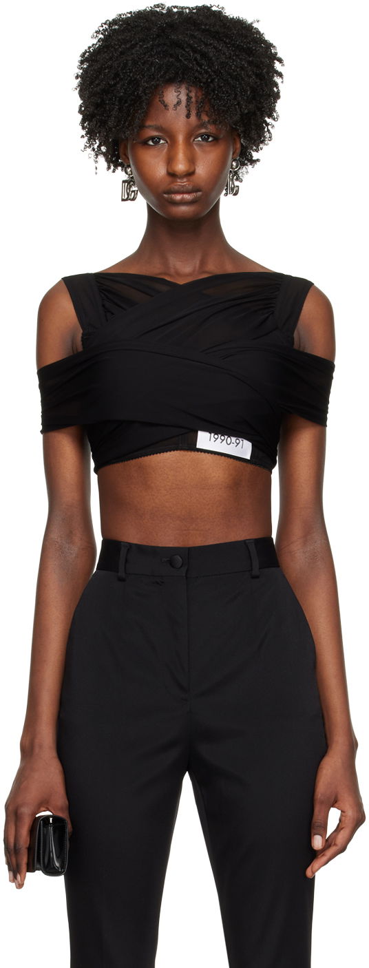 Tankkitoppi Dolce & Gabbana Black Kim Kardashian Edition V-Neck Top Musta | F777ST FU8B0