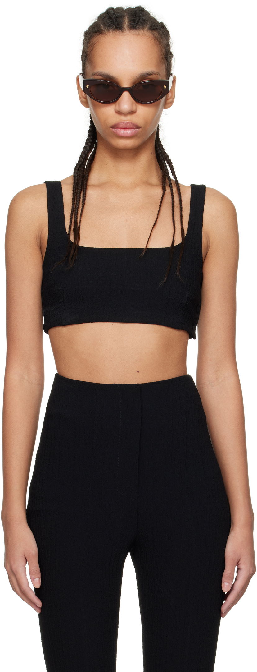 Tankkitoppi Nanushka Nanushka Anouk Seersucker Bralette Top Musta | NW25RSTP20099