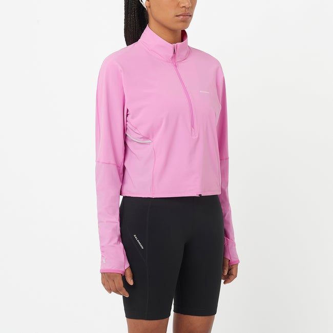Crop top Salomon Sense Aero Hybrid Cropped Top Vaaleanpunainen | LC2641400