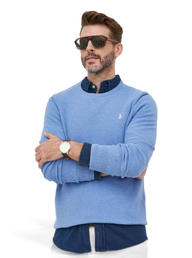Villapaita Polo by Ralph Lauren Cotton Crewneck Sweater Sininen | 710918163