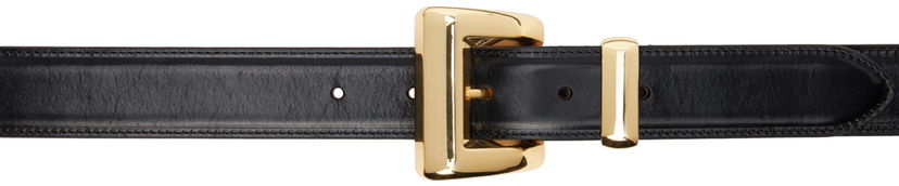 Vyöt BY FAR Black Leather Belt With Gold-Tone Buckle Musta | 23PFMACWBLL