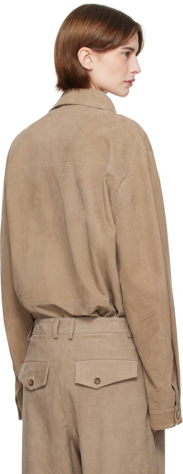 Paita Entire Studios Entire Studios Recurrent Suede Overshirt Beige | ES2673SS, 2