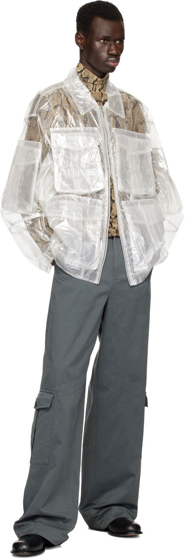 Takit Dries Van Noten Dries Van Noten Transparent Nylon Patch Pocket Jacket Valkoinen | 251-020529-1257, 3