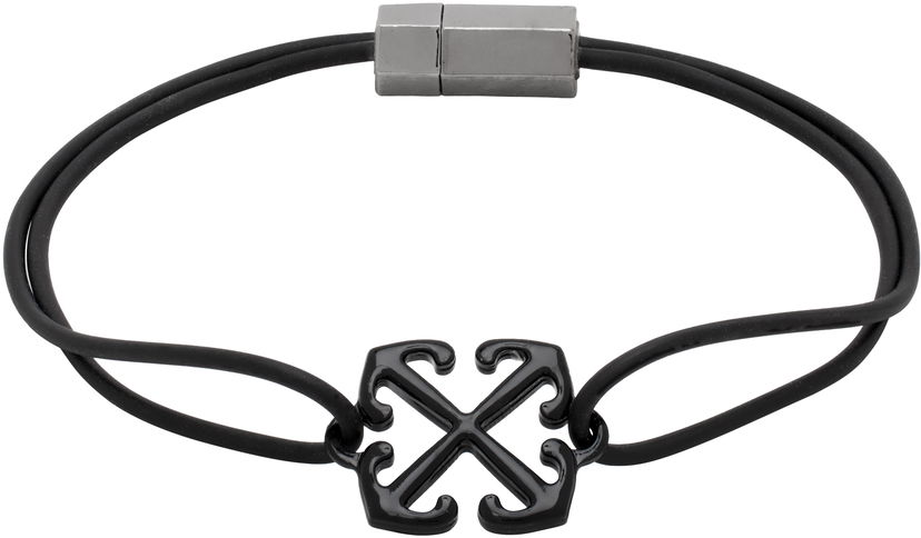 Rannerengas Off-White Rubber Bracelet With Metal Clasp Musta | OMOA10AC99MET0011010