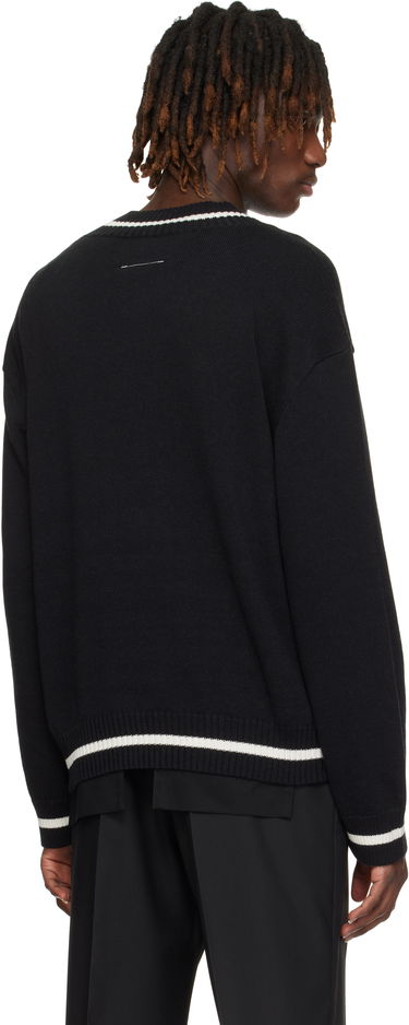 Villapaita Maison Margiela MM6 Maison Margiela V-Neck Varsity Sweater Musta | SH0HN0002 M13085, 2