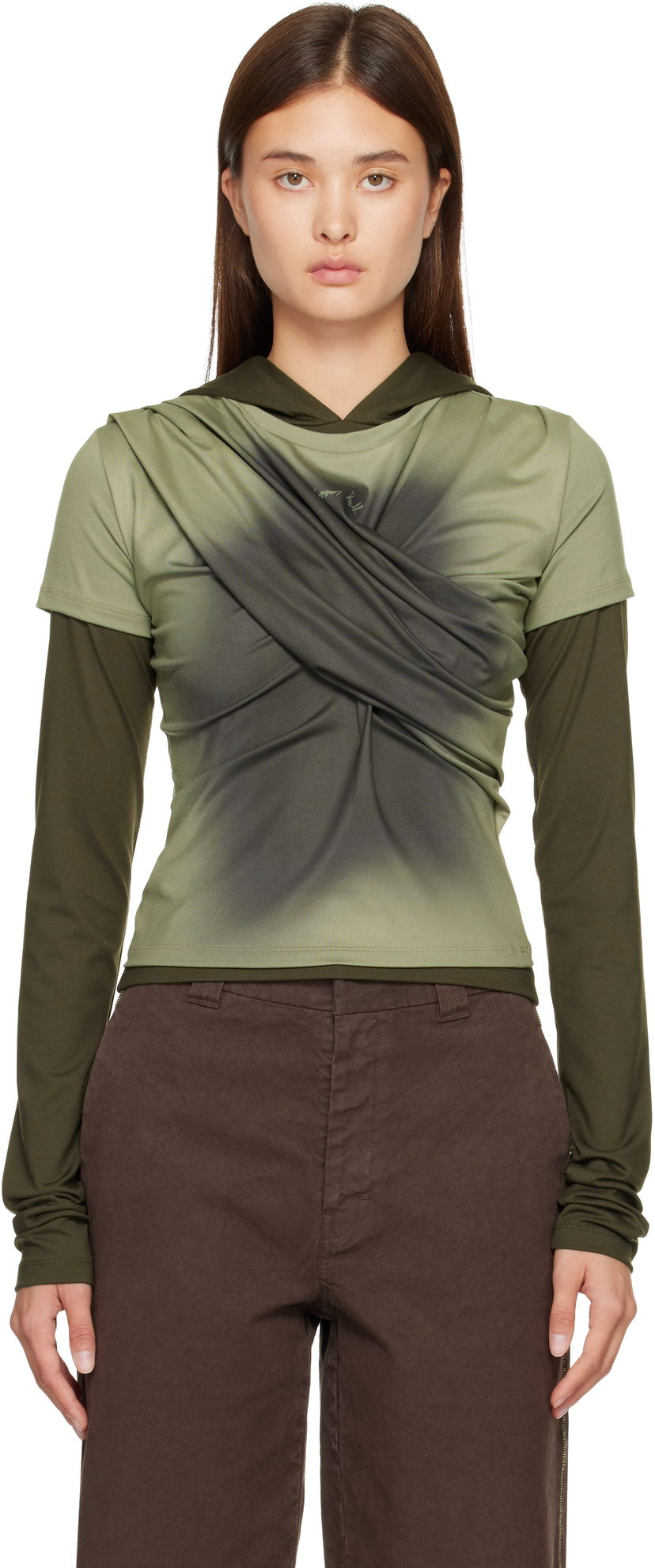 Verryttelypuku Andersson Bell Andersson Bell Gathered Jersey Hoodie & T-shirt Set Vihreä | atb1395w
