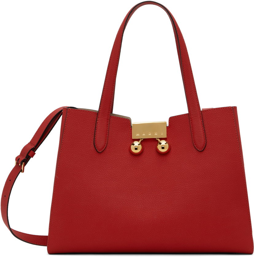 Käsilaukku Marni Marni Leather Trunkaroo Small Tote Punainen | BMMP0150U0 P8185
