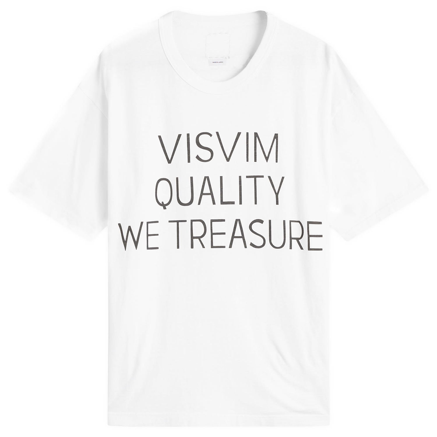 T-paita visvim Jumbo T-Shirt with 'VISVIM QUALITY WE TREASURE' print, Size Large Valkoinen | 0125205010016-WHT, 1