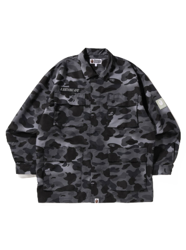 Paita BAPE Grid Camo Relaxed Fit Military Shirt Musta | 1I80-113-006