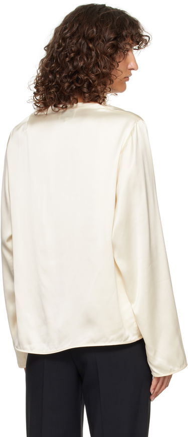 Paita Loulou de Saison Loulou de Saison Riddy Draped Satin Blouse Valkoinen | RIDDY, 2