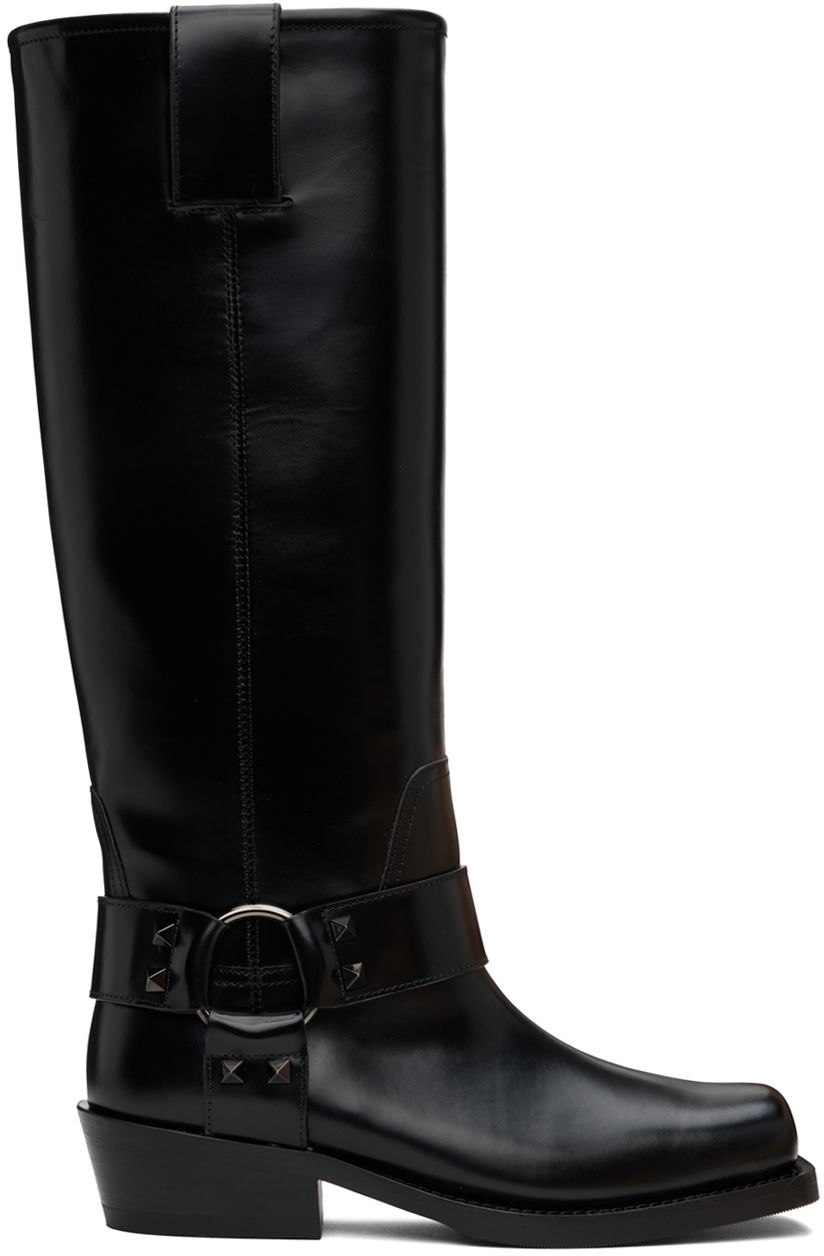 Vaatteet Valentino Valentino Garavani Rockstud Tall Biker Boots Musta | 5W0S0KV3NIB