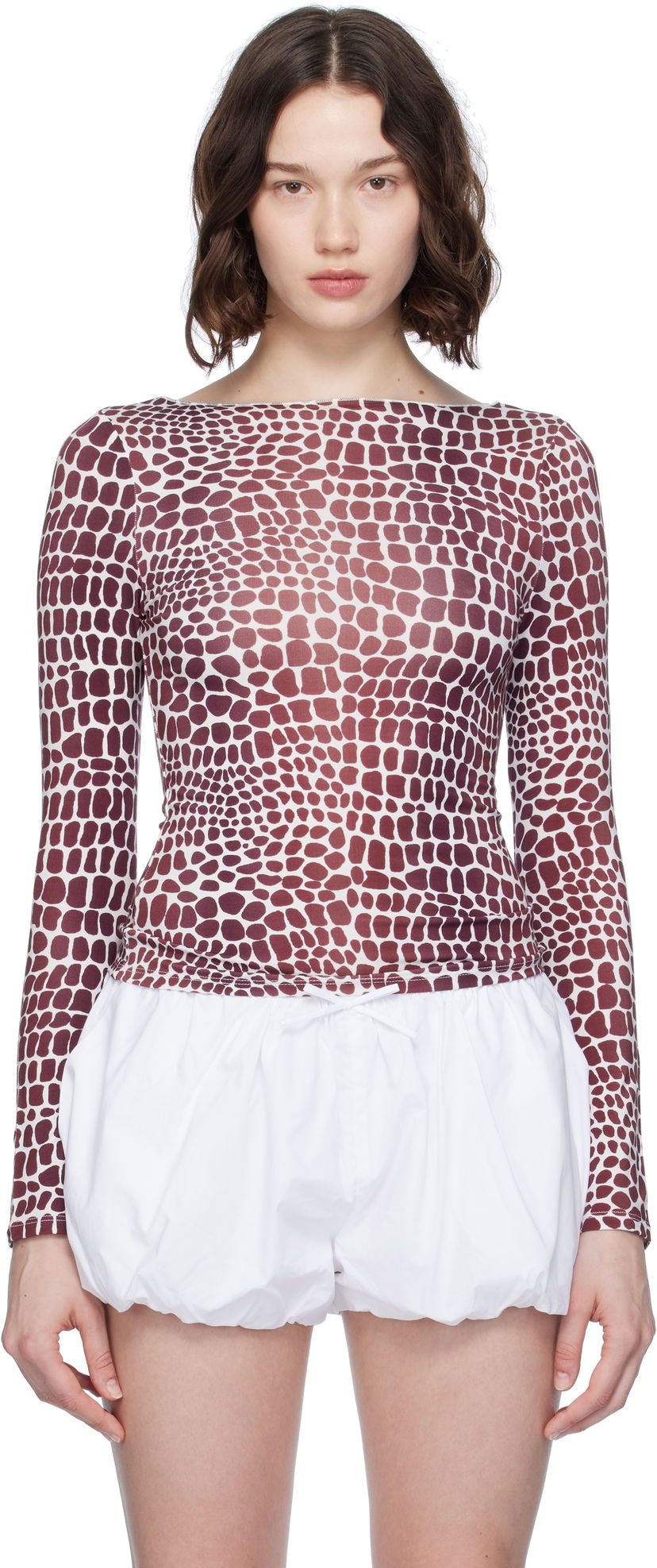 T-paita Miaou Miaou Amelia Print T-Shirt Burgundia | 7183TJBLIZ