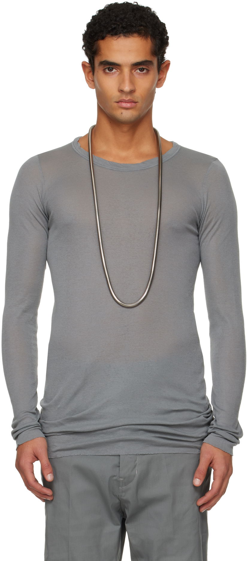 T-paita Rick Owens Rick Owens Concordians Rib Long-Sleeve T-shirt Harmaa | RU02E1250 MR