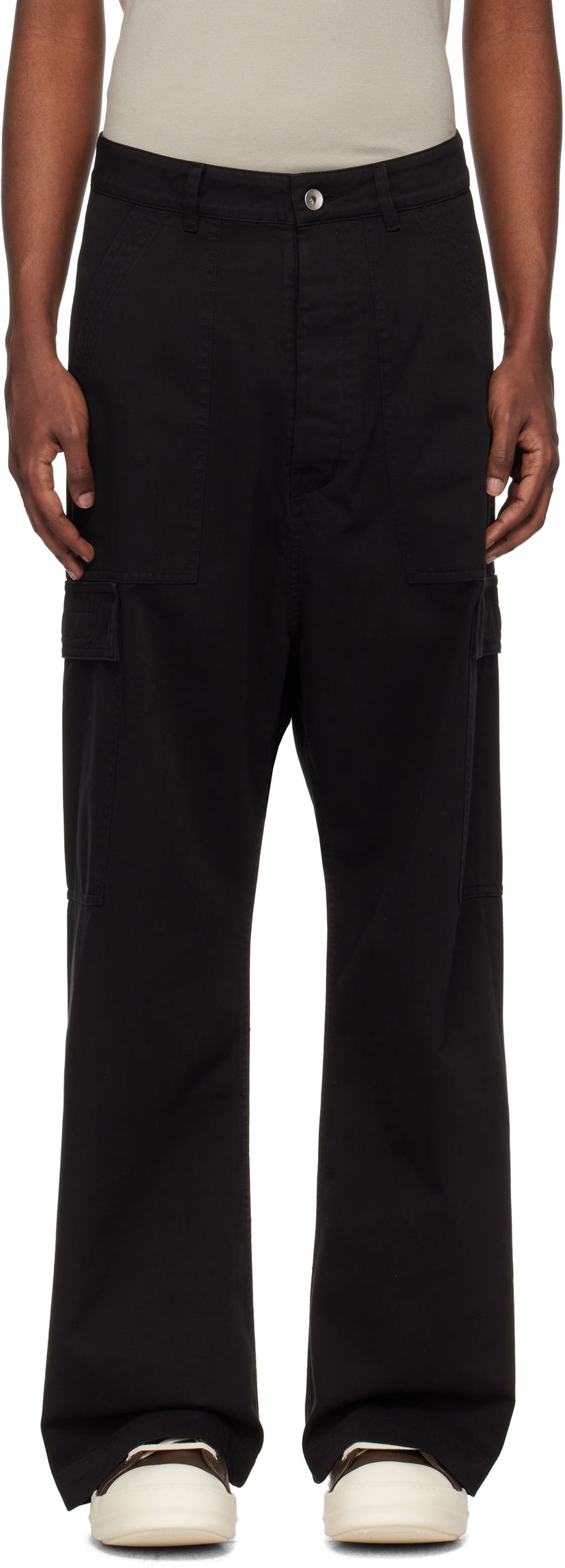 Cargo housut Rick Owens Cargo Pants Cotton Twill Musta | DU02D2354 TW