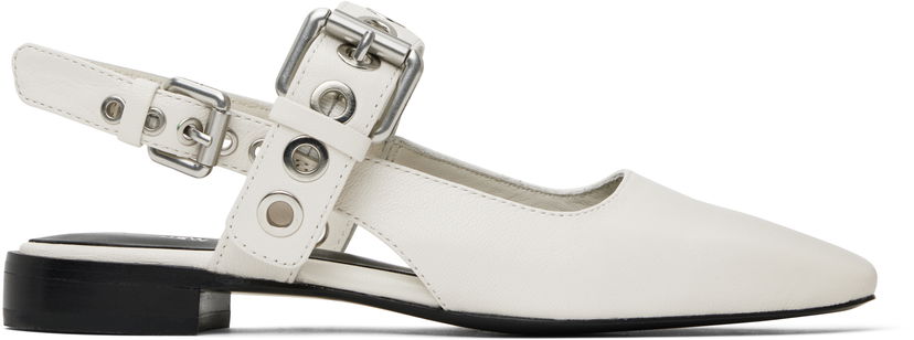 Kengänhoito rag & bone Rag & Bone Moto Astra Leather Slingback Slippers Valkoinen | WFF25SF1013LE13