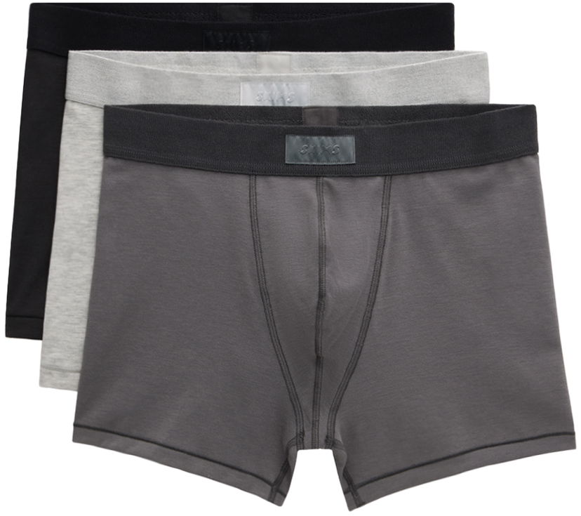 Nyrkkeilijät SKIMS Three-Pack Cotton Boxer Briefs Harmaa | BO-BBR-5634M
