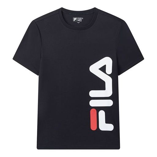 T-paita FILA Alphabet Knit Short Sleeve T-Shirt Tummansininen | F11M028163F-NV