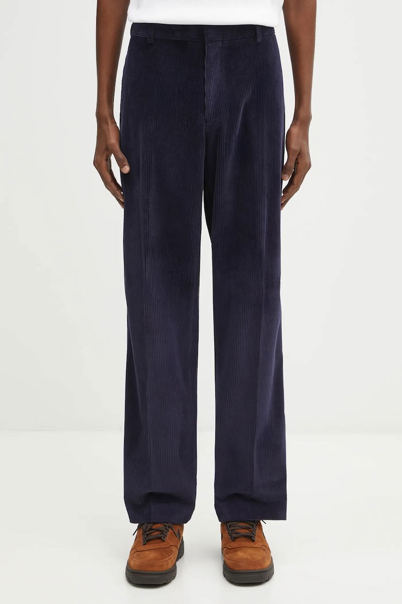 Housut Paul Smith Paul Smith Wide-Leg Corduroy Trousers Tummansininen | M1R.410Z.T02792