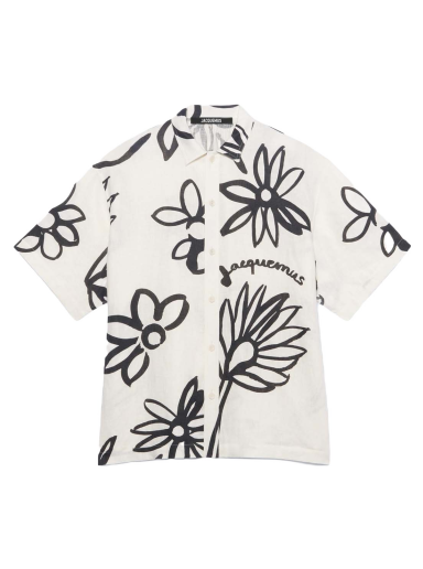 Paita Jacquemus La Chemise Moisson Flower Sketch Short Print Valkoinen | 215SH009-1050 1BI