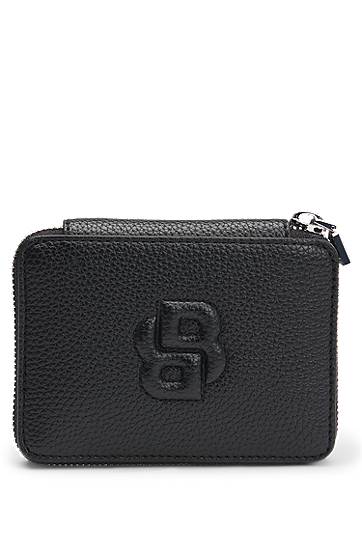 Lompakko BOSS Grained Ziparound Wallet with Double B Monogram Musta | 50542050, 0